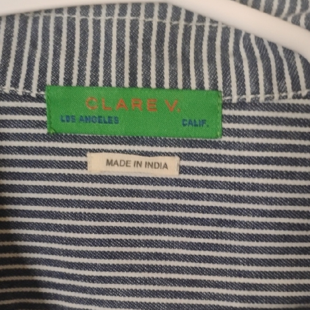 Clare V Blue and White Striped Mini Romper - Picture 2 of 5